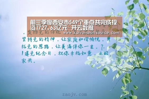 前三季度西安市549个重点共完成投资1727.63亿元-开云数据(图3) 开云数据